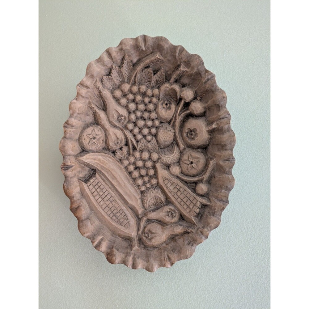 Ludwig Röger Hand Carved Wood Plaque Harvest Fruits Religiöse Kunst Augsburg